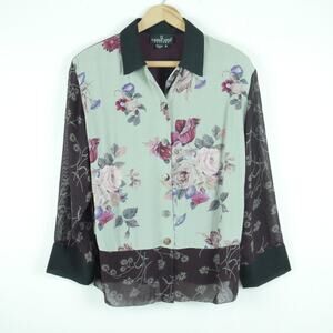 Vintage 4 Top Mixed Media Dark Floral Velvet Sheer Chiffon Whimsigoth Boho Y2K